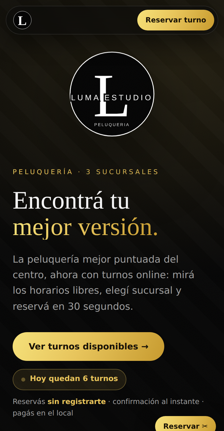 Demo de web con turnos online hecha por Solvyn